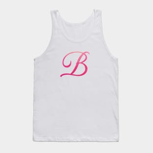 Letter B Monogram, Pink Color Personalized Design Tank Top